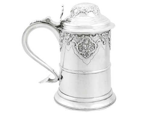 Sterling silver quart tankard - silver,