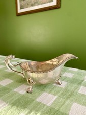 Vintage Silver Plated Gravy Sauce Boat Lion Handle Georgian Victorian?