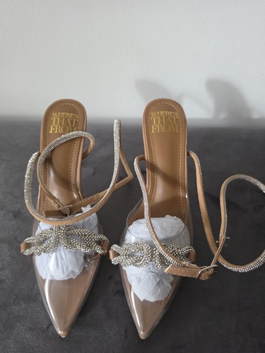 Nude perspex diamante bow - nude,