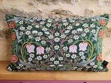 William Morris Blackthorn Green Cotton & Velvet Fabric Cushion Cover Sanderson A