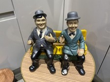 Laurel And Hardy Figures Sat On A Bench Ceramic 