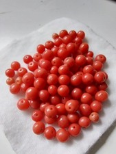 Antique Rare Salmon Pink Coral Beads - Victorian - 23.2g - 5mm to 6mm - 96 total