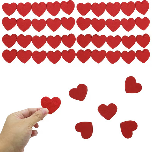 100 red felt heart - 100, die
