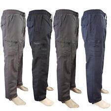 Mens Thermal Fleece Lined Elasticated Cargo Combat Work Walking Trousers Pants 