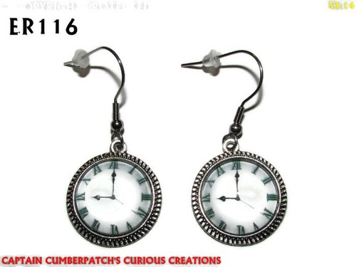 Steampunk earrings watch clock - earrings,
