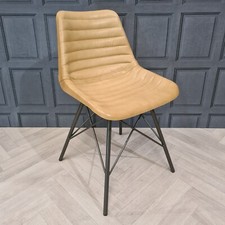 Vintage Industrial Dining Chair, Genuine Real Leather, Metal Home Restaurant Bar