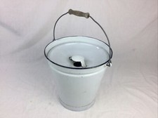 Vintage White Enamel Coated Milk Pail Bucket Farmyard Salvaged