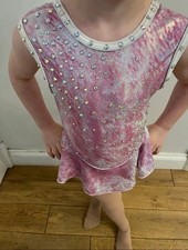 Custom Made Girls Stoned Dance Costumes Age 4 - 5 Years With Hair Bows