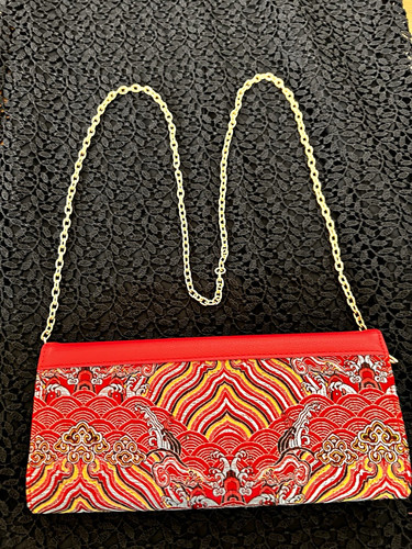 Red japanese brocade - japanese,