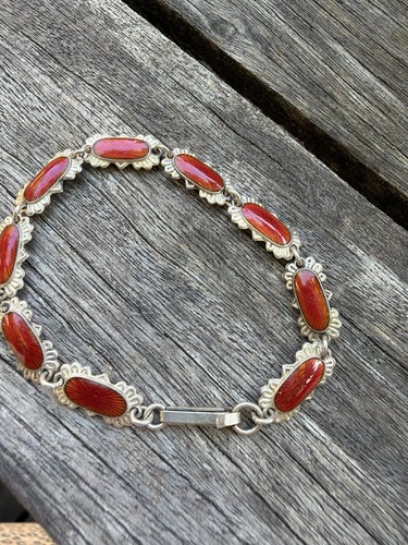 830s silver enamel bracelet - 830s,
