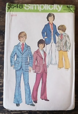 VTG 70s Simplicity 5548 Sewing Pattern Boys Suit Lined Jacket Flare Trousers 8