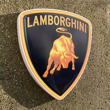 LAMBORGHINI 1998-PRESENT BADGE LED ILLUMINATED WALL LIGHT SIGN GARAGE GAS & OIL