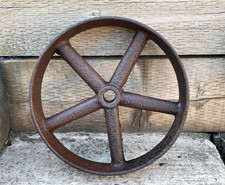 Vintage Large Industrial Cast Iron 12" Wheel Pulley Cart Flywheel Garden Display