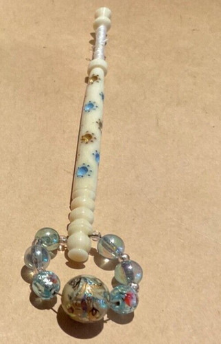 Vintage painted bone - , lace