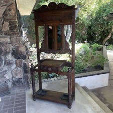 Antique 1800s Oak Hall Tree