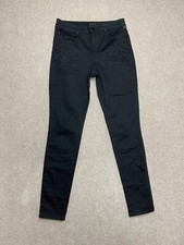 Blue 73 Black Skinny Jeans Denim Sequins 29x30 Women's