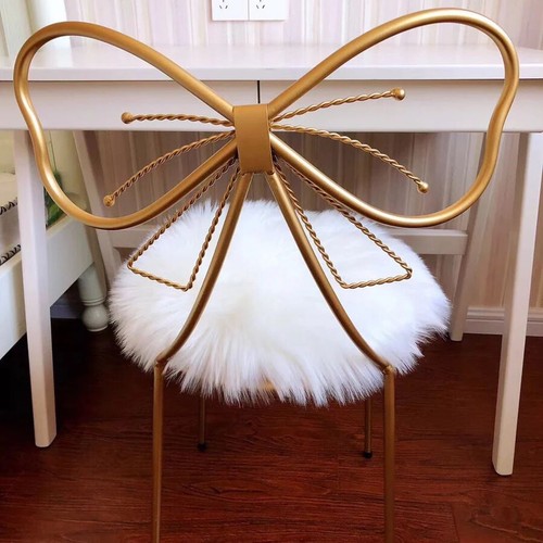 Plush round seat cushion - plush, white