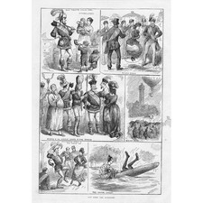 Scenes with the Ancient order of Foresters - Antique Print 1881