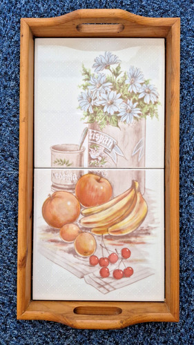 Vintage wooden serving tray - wooden,