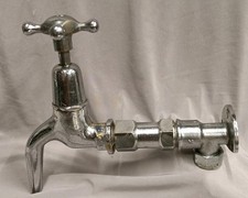 SINGLE CHROME WALL MOUNTED RETRO KITCHEN TAP IDEAL  BELFAST KITCHEN SINK D1