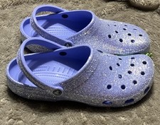 NEW Crocs Classic Glitter Clog Shoes Moon Jelly Purple Unisex Mens 12 Women 14