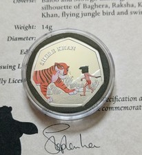 The Jungle Book 50p Shaped Coin "Shere Khan" SILVER PLATED With COA