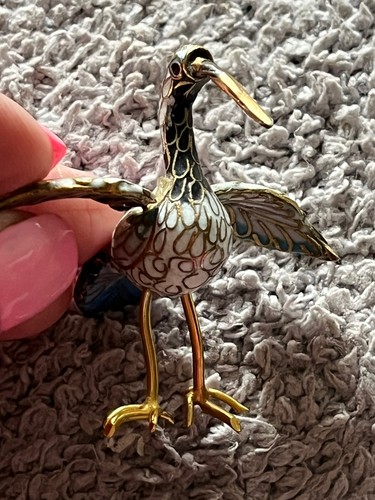 Vintage cloisonné crane bird - cloisonné,