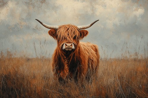 Highland cow animal canvas - animal,