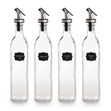 Oil and Vinegar Dispenser Bottles - 500ml Set of 4 with Stopper Nozzles M&W