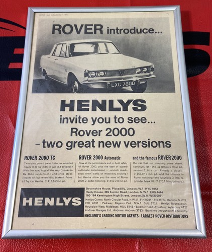 Framed original classic car - original, ad
