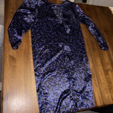 Vintage House of Fraser 1980s Dress - Purple Satin -bow UK 14-16