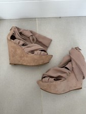 Women’s Topshop Pink Strappy Open Toe Wedge Sandals Size 6 (AV)