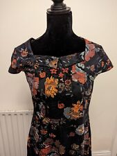 Joe Browns Dress 12 Womens Rust Red Floral Knee Length Autumnal.