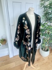 Monsoon Festive Green Velvet Gold embellished Kimono?Size 20?Excellent Cond