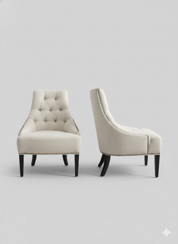 Elegant tufted linen accent - elegant,