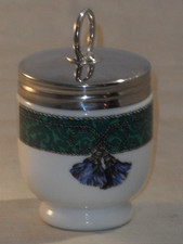 Rare Vintage Royal Worcester Porcelain Egg Coddler Jacquard Tassel 9.5cms High