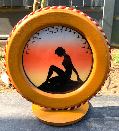 Vintage wooden glass round - , tv