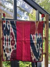 Antique 1900s / 1910s Uzbekistan Ikat Woven Patchwork Fabric Panel