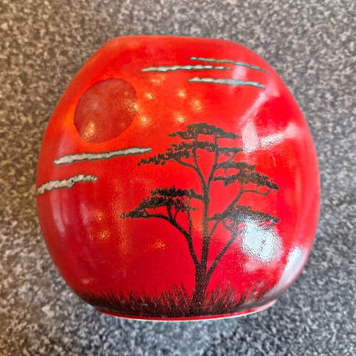 Poole pottery african sky - pottery, red