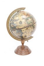 Large 55cm ANTIQUE STYLE Rotating WORLD GLOBE w/Wooden Base - S87