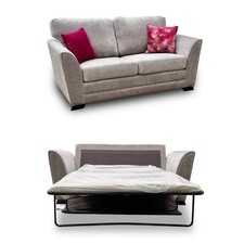 ‘Poppy' 2 Seater Sofa Bed Silver Chenille Large Fold Out Double Sleeper Size NEW