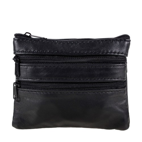 Soft black leather coin pouch - soft,