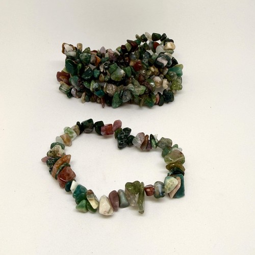 Green moss agate chip bracelet - green,
