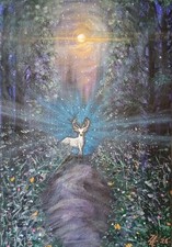 White Stag. Acrylic Painting