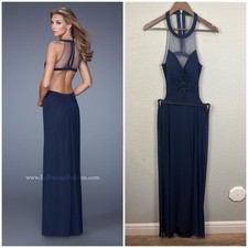 $299 NAVY BLUE ABBI VONN BY LA FEMME PROM/PAGEANT/FORMAL DRESS/GOWN Size 6