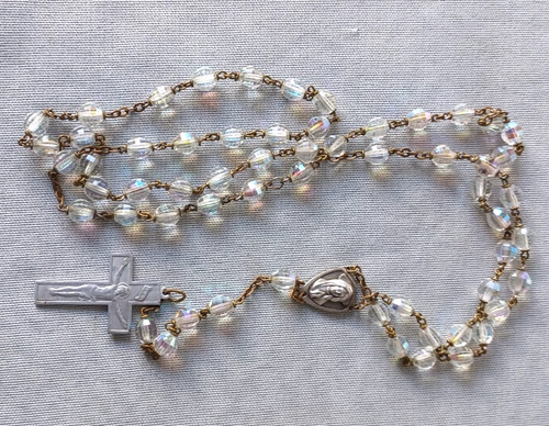 Vintage crystal rosary - ab,
