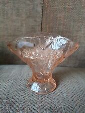 Art Deco Peach Glass Vase With Original Flower Frog.
