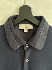 Mens Canali navy short sleeved polo shirt size 48 Italian, UK 20ins/51cms chest