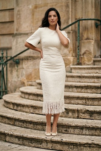 Zara tweed textured fringe - tweed,