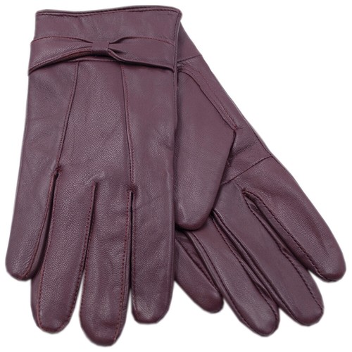 Ladies leather gloves fleece - leather,